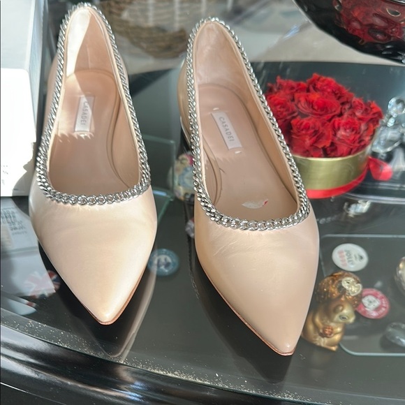 Casadei Women's Tan Chain-Trimmed  Flats - 39.5 Italy - Picture 2 of 8